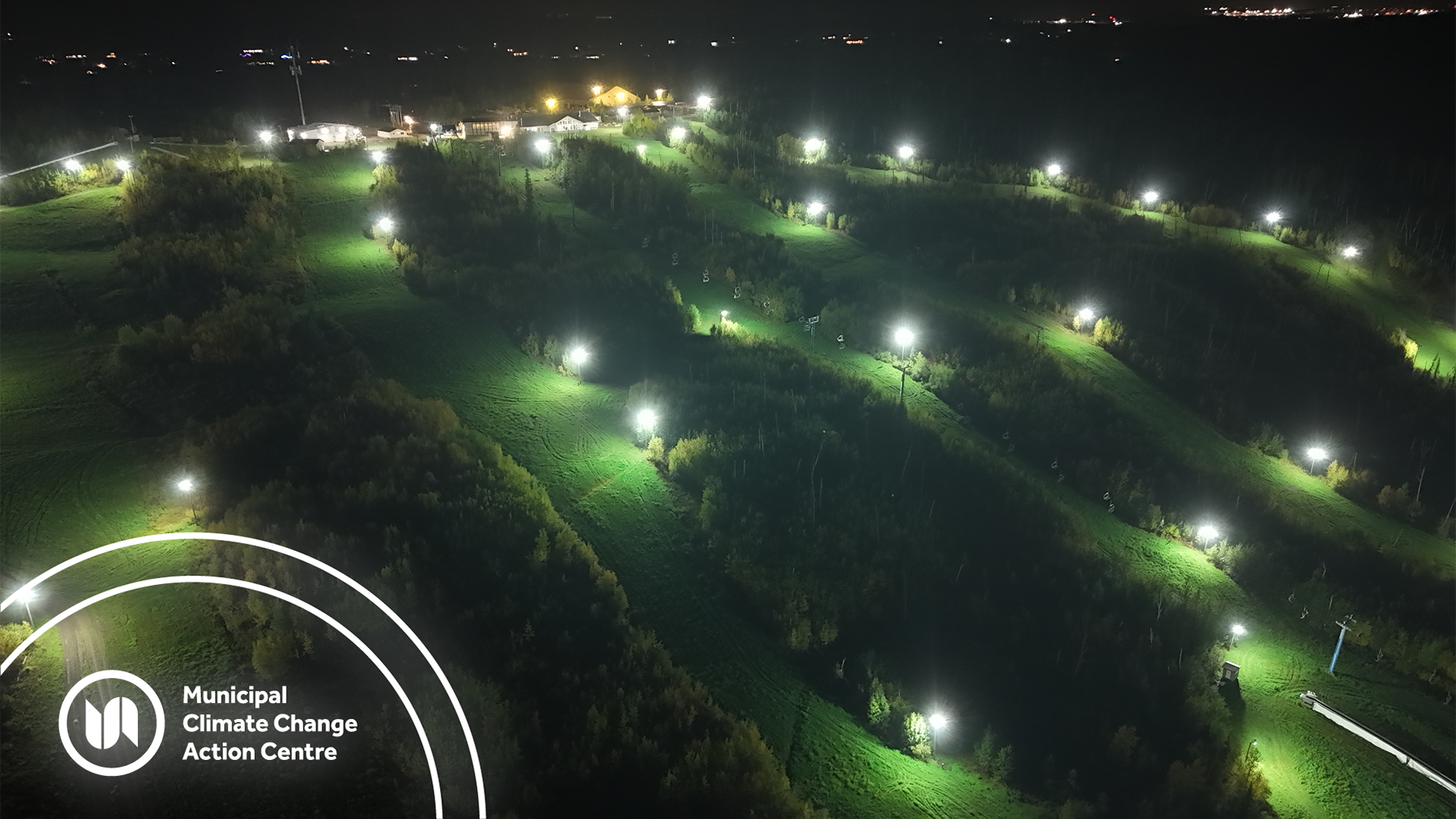 Drone photo of new lights at Vista Ridge